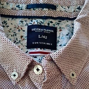 Denim & Flower Burgundy and White Geometric Shirt